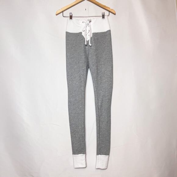 WILDFOX Contrast Fifi Grey And White Lace Up Corset Joggers Sz. XS - Picture 4 of 6